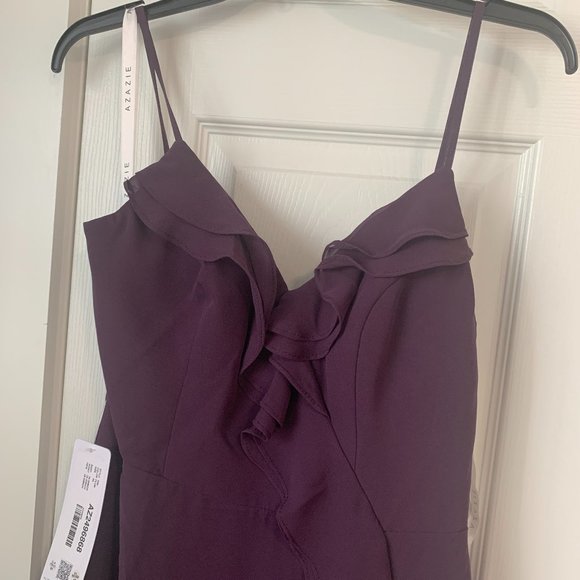 Azazie Kiki Plum Bridesmaid Dress Size 8 HEMMED - Picture 7 of 13